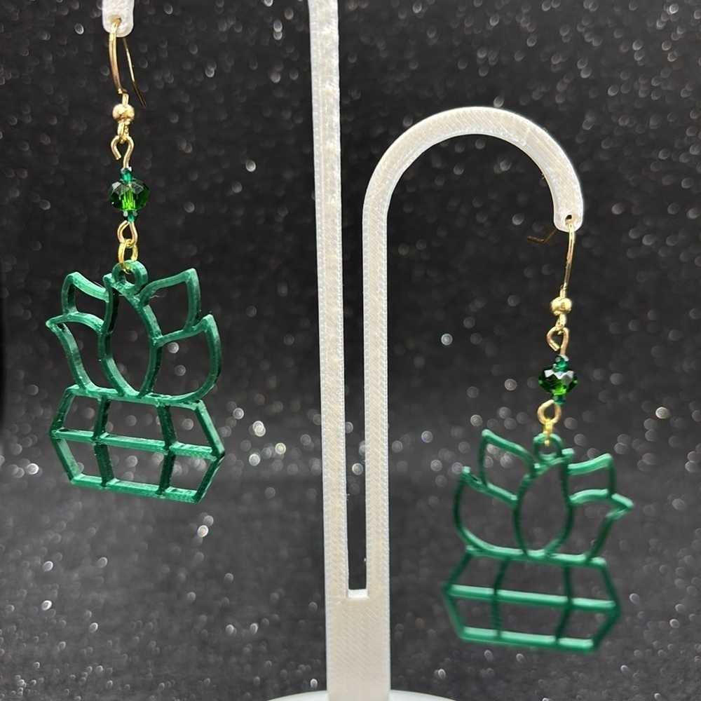 Handmade Green Succulent Earrings - Picture 6 of 6
